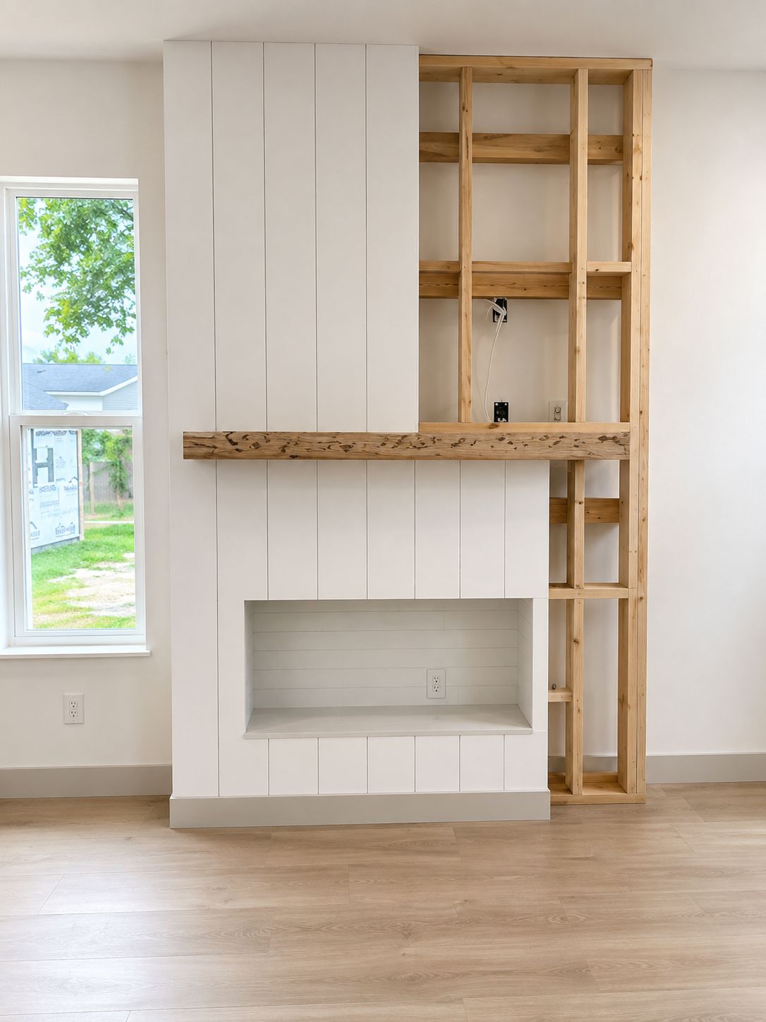 Custom built-in fireplace in progress