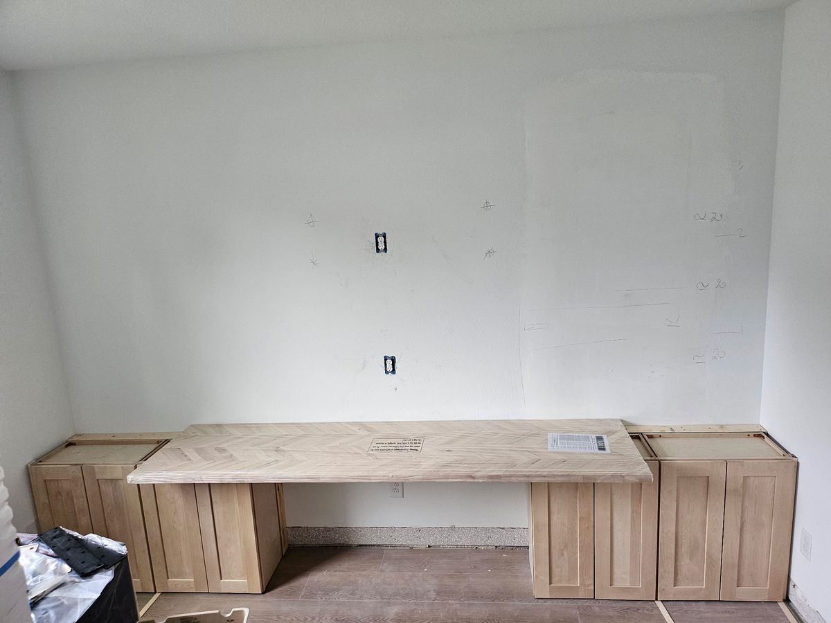 Custom bench carpentry in progress