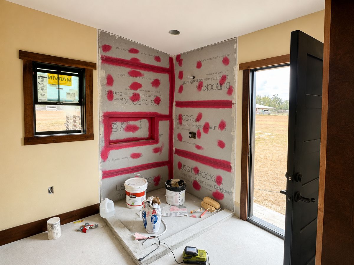 Cement board shower prep