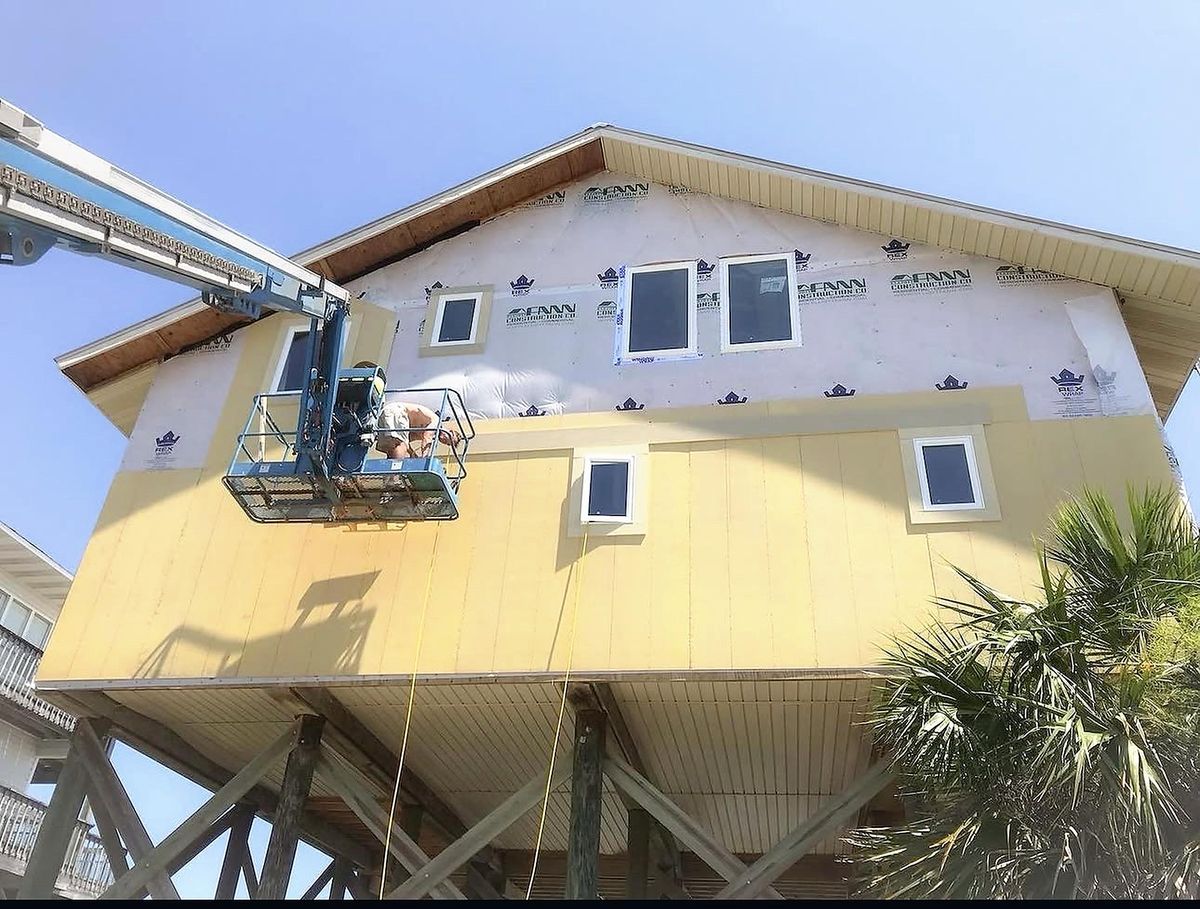 Exterior siding and house wrap in progress