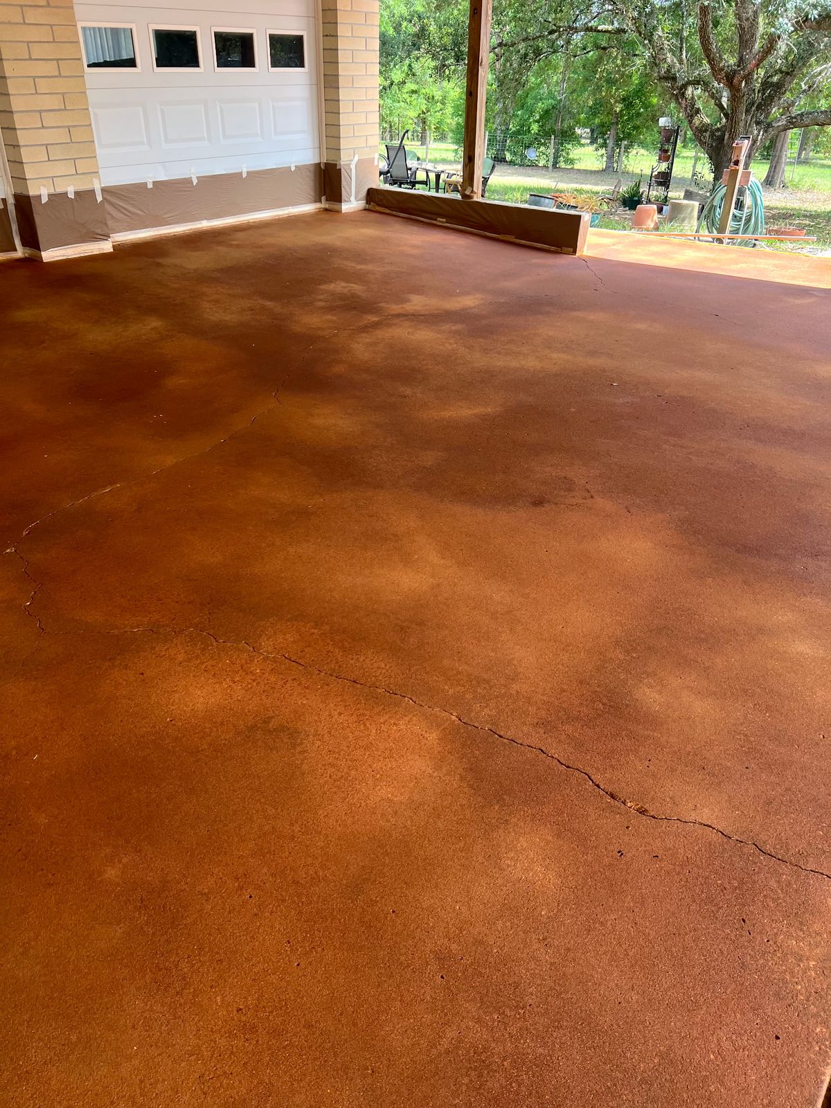 Stained concrete driveway